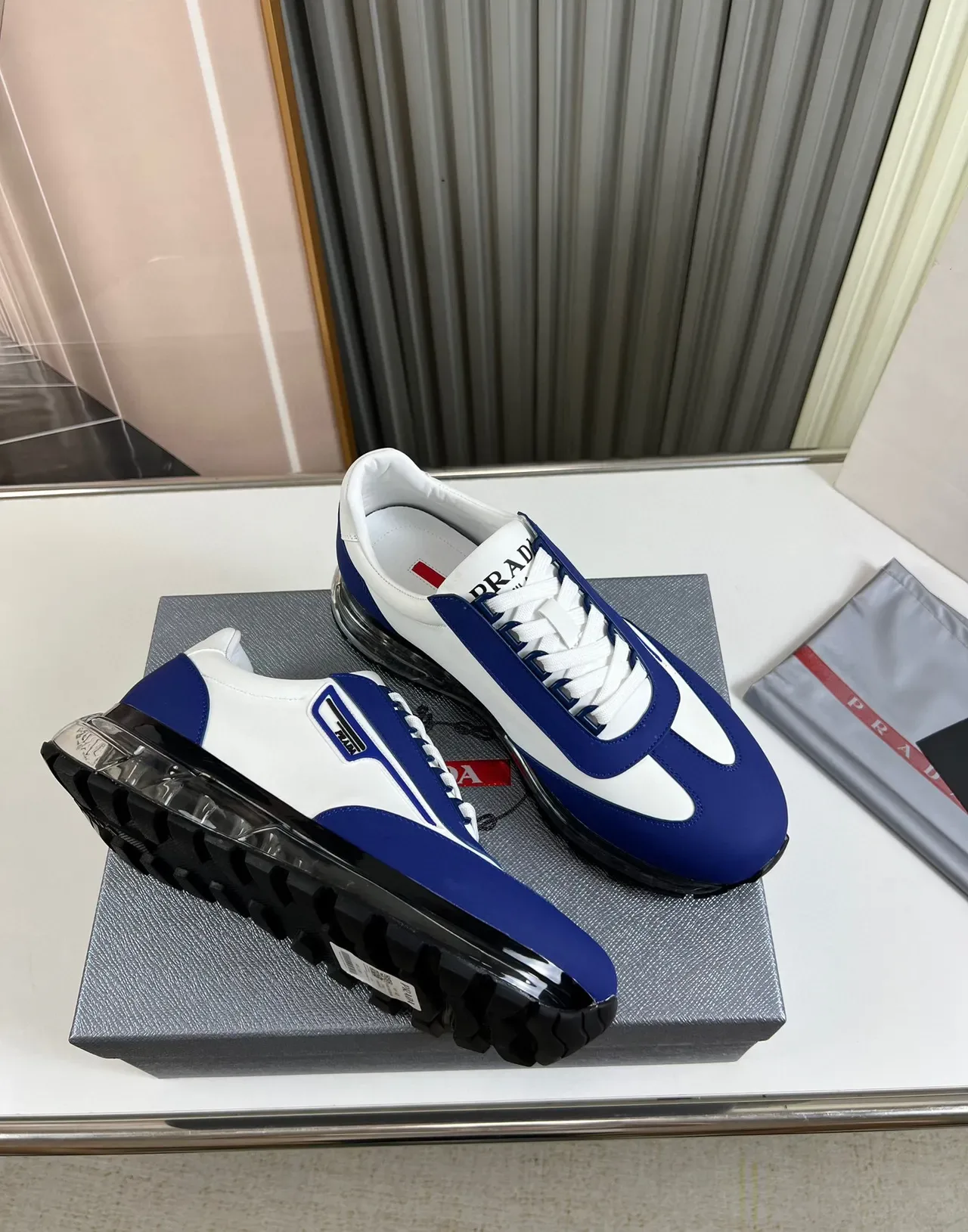Prada Cloudbust Blue and White Lifestyle Sneakers 4