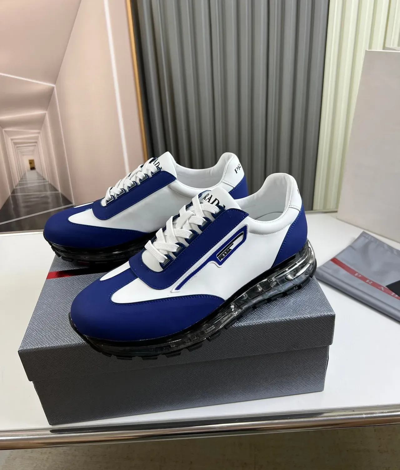 Prada Cloudbust Blue and White Lifestyle Sneakers 8