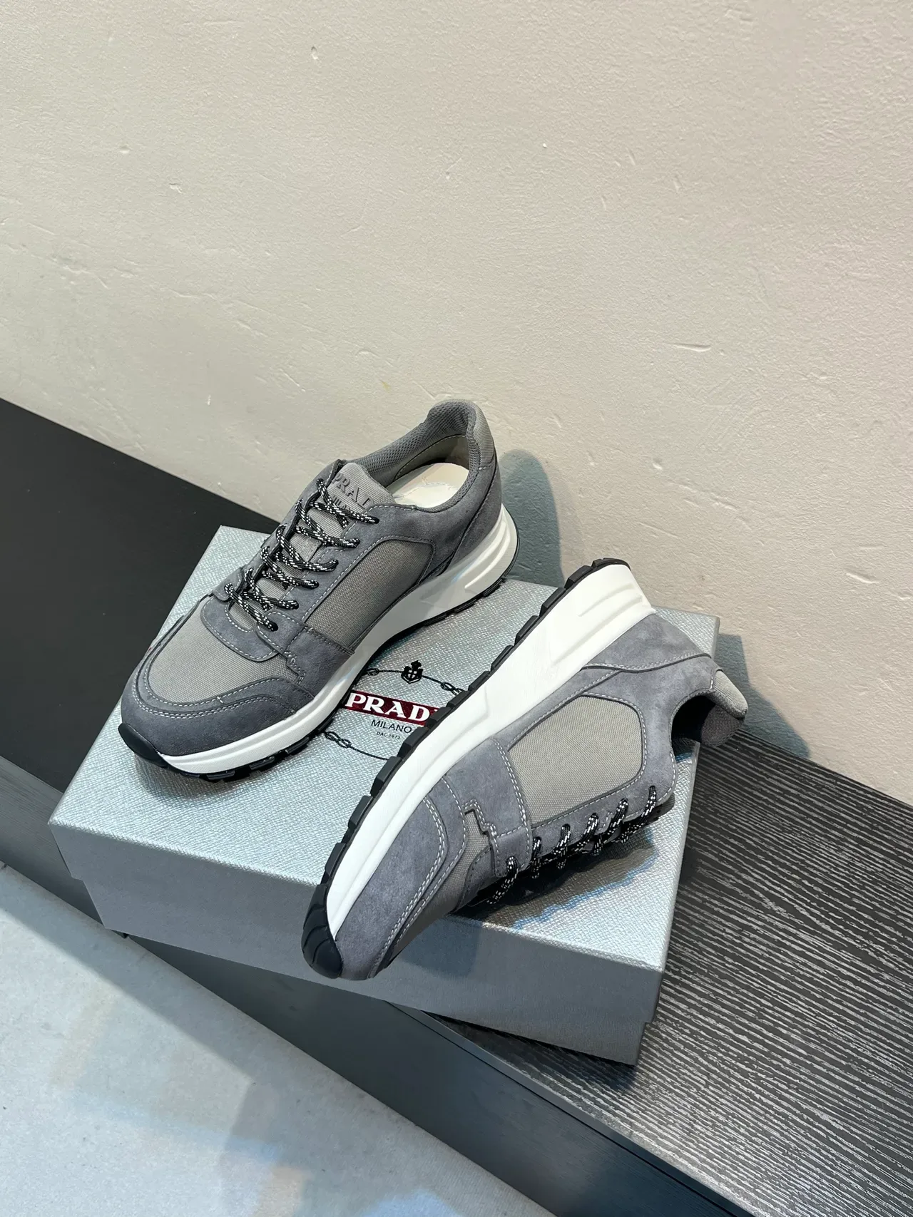 Prada Cloudbust Gray Suede and Textile Lifestyle Sneakers 4