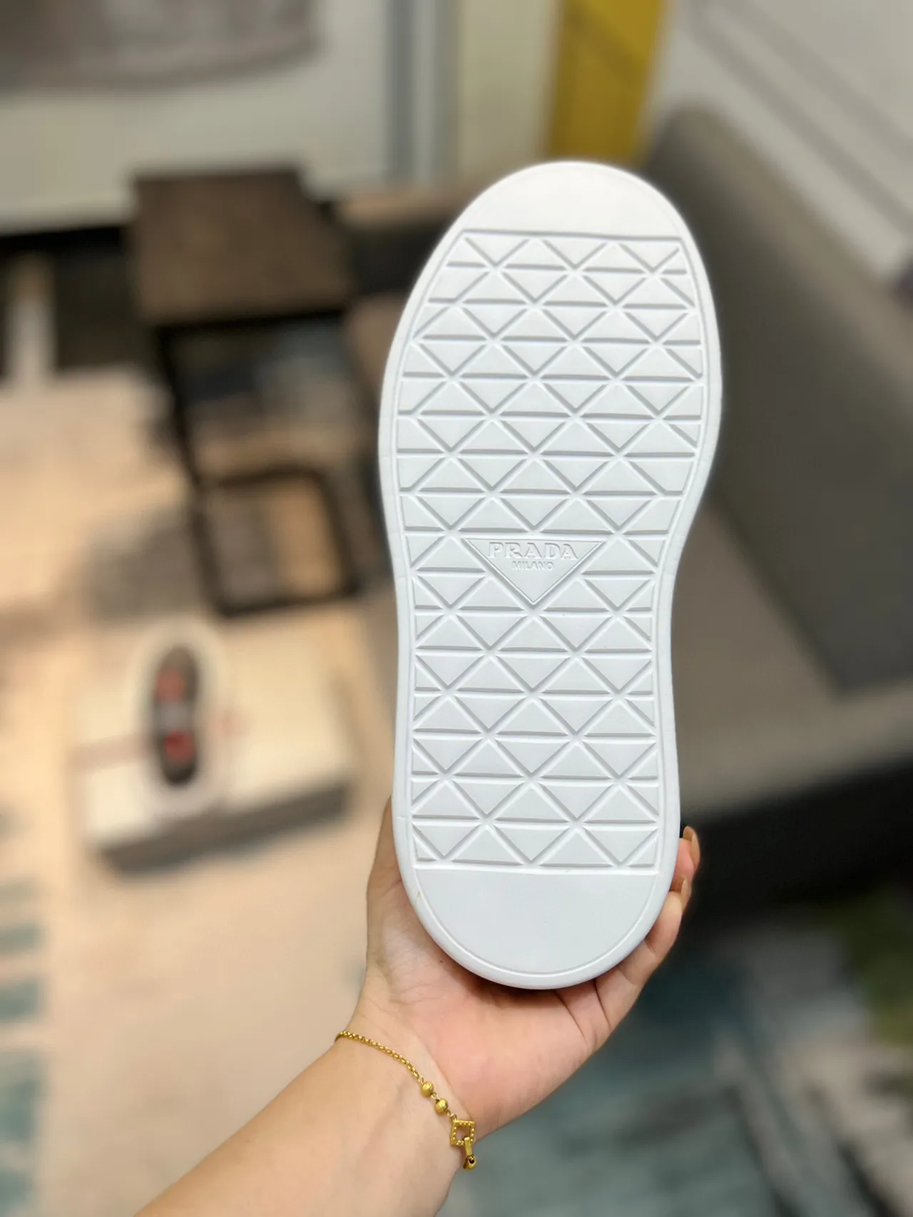 Prada Cloudbust Gray White Low-Top Platform Sneaker Mesh And Leather Upper Lifestyle Sneakers 9