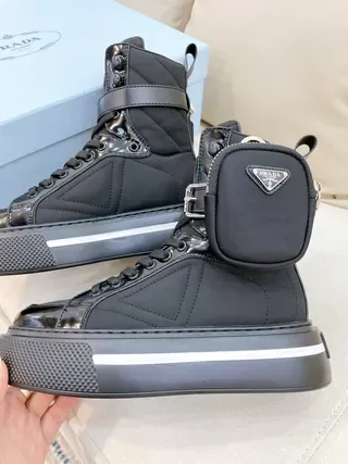 Prada Cloudbust High Black Integrated Pouch Lifestyle Sneaker 2