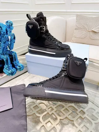 Prada Cloudbust High Black Integrated Pouch Lifestyle Sneaker 7