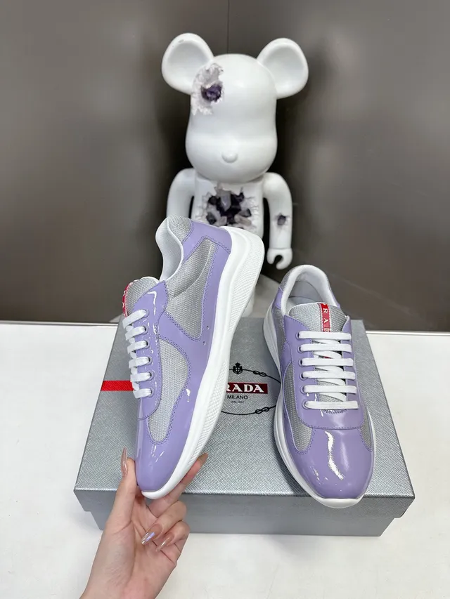 Prada Cloudbust Lavender Patent and Mesh Lifestyle Sneakers 5