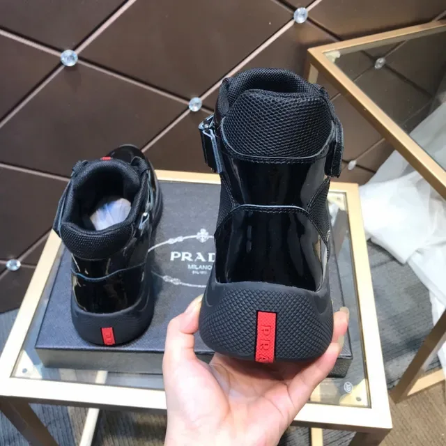 Prada Cloudbust Thunder Black Patent and Mesh High-Top Lifestyle Sneaker 6
