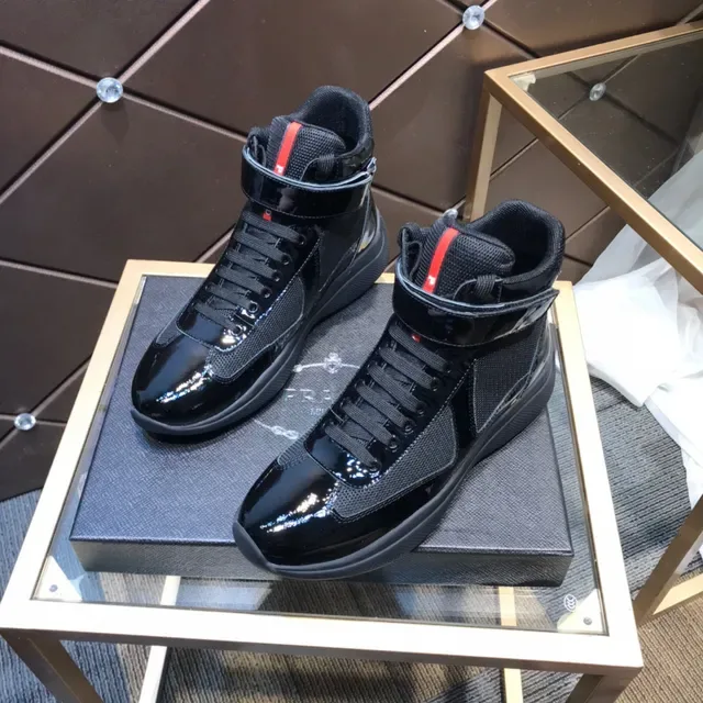 Prada Cloudbust Thunder Black Patent and Mesh High-Top Lifestyle Sneaker 8