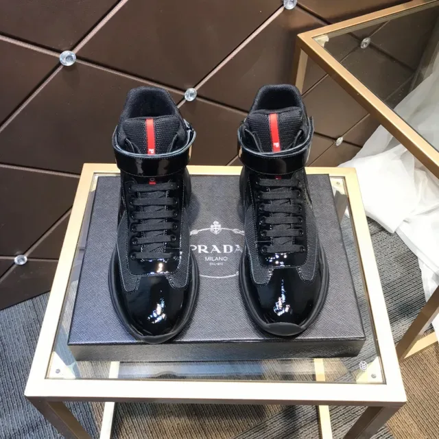 Prada Cloudbust Thunder Black Patent and Mesh High-Top Lifestyle Sneaker 9