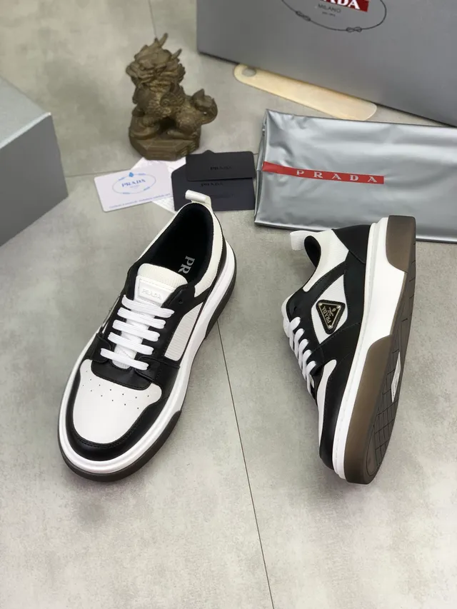 Prada Cloudbust Two-Tone Leather and Mesh Lifestyle Sneakers 4