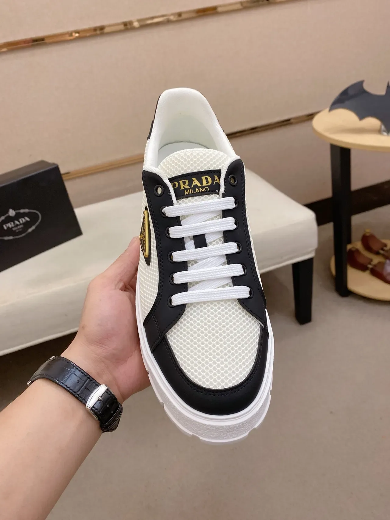Prada Cloudbust Chaussures lifestyle à plateforme bicolores en maille et synthétique 5