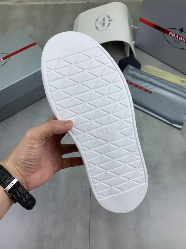 Prada Cloudbust White and Green Leather Lifestyle Sneakers 3