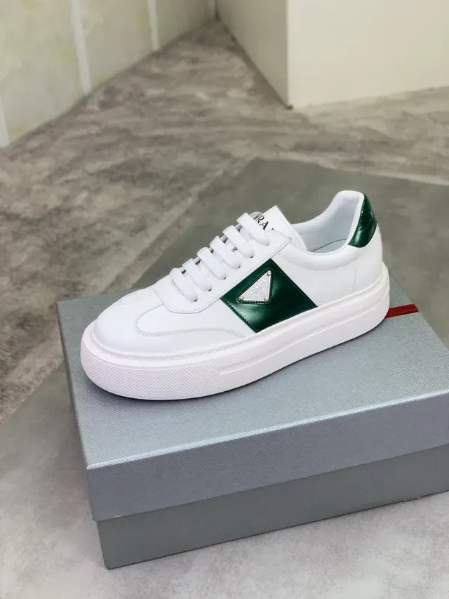 Prada Cloudbust White and Green Leather Lifestyle Sneakers 5