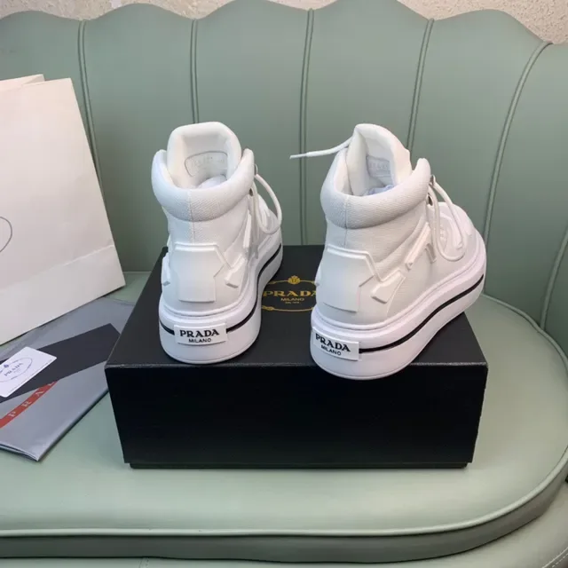 Prada Cloudbust White Black High-Top Platform Sole Chunky Sneakers 2
