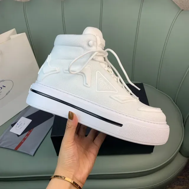 Prada Cloudbust White Black High-Top Platform Sole Chunky Sneakers 5