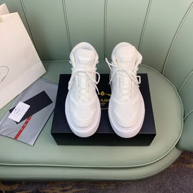 Prada Cloudbust White Black High-Top Platform Sole Chunky Sneakers 9
