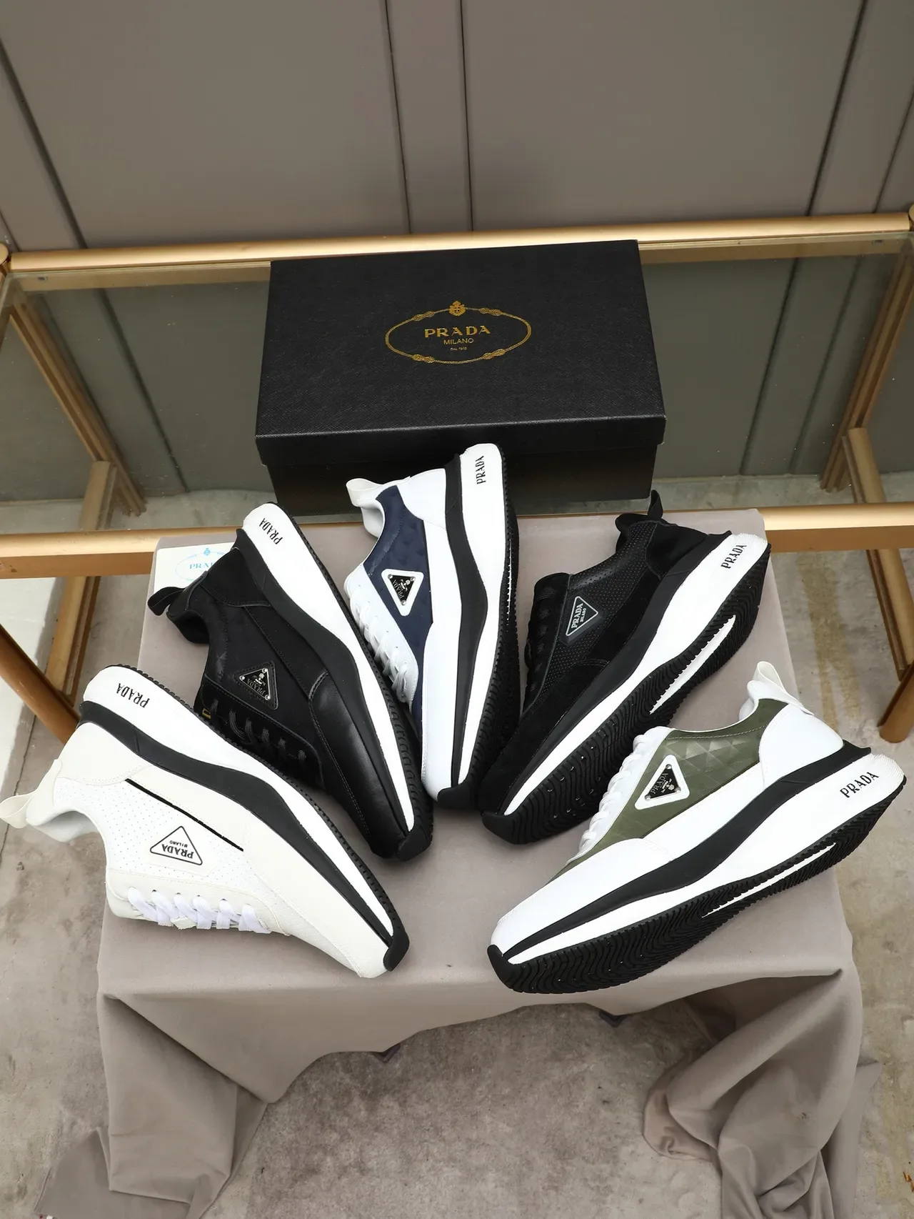 Prada Cloudbust White Black Perforated Upper Layered Platform Sole Lifestyle Sneakers 2
