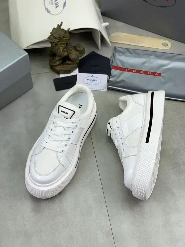 Prada Cloudbust White Black Platform Sole Mixed-Material Upper Lifestyle Sneakers 5
