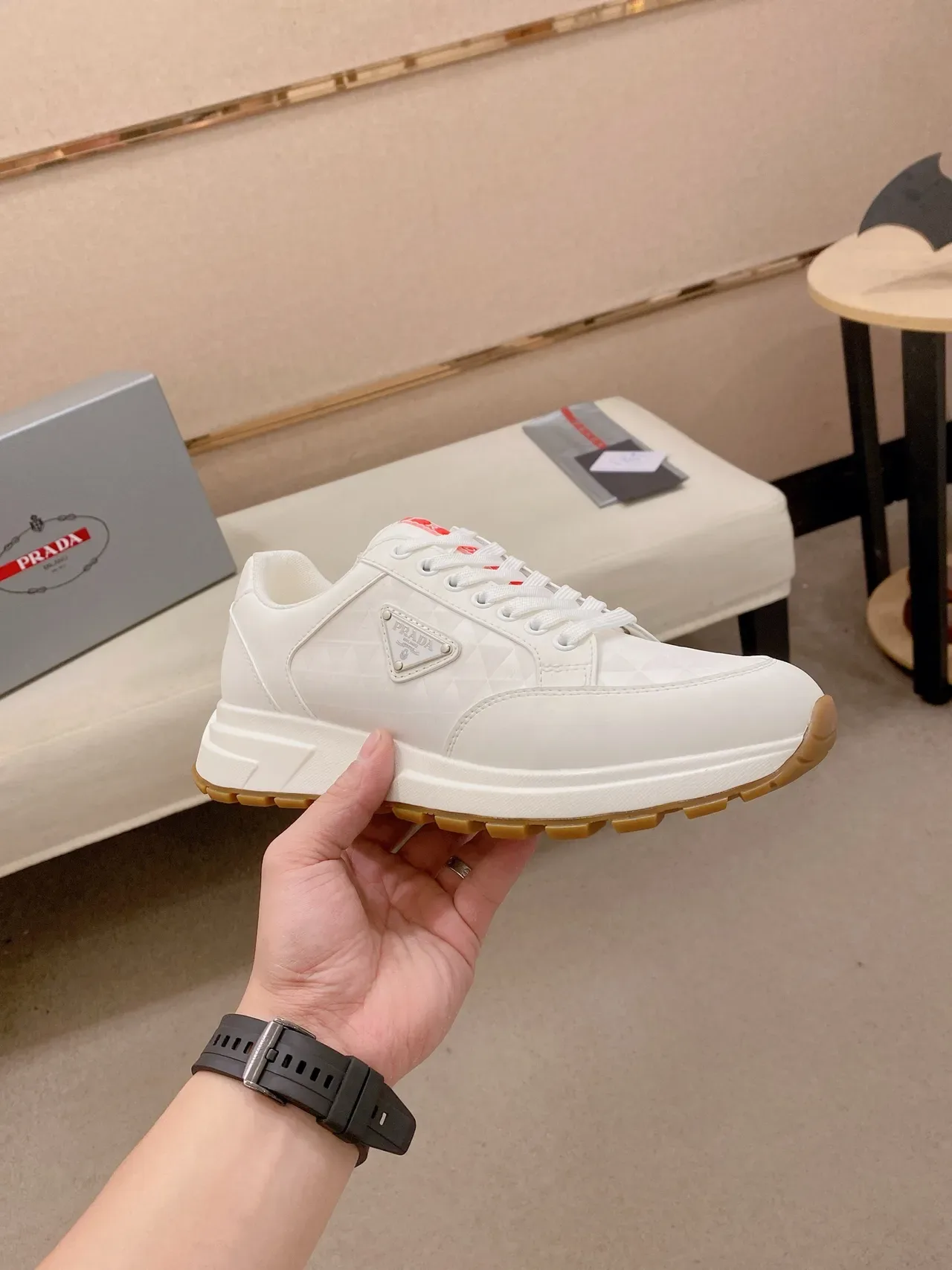 Prada Cloudbust White Leather Lifestyle Sneakers 5
