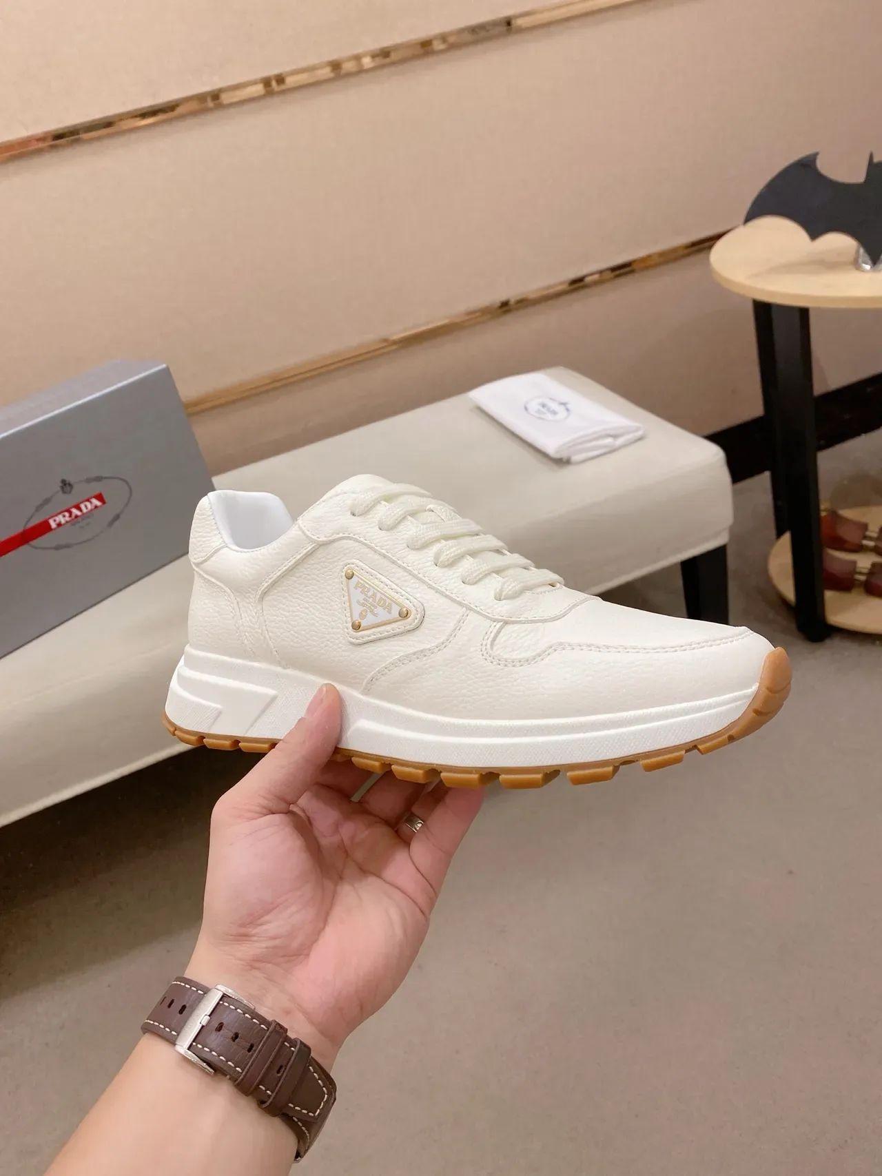 Prada Cloudbust White Leather Lifestyle Sneakers 4