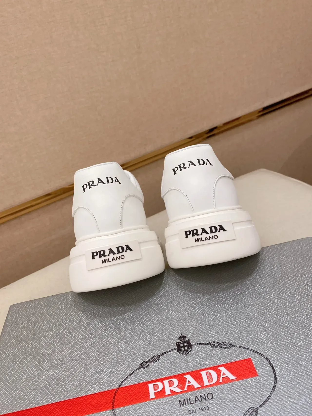 Prada Cloudbust White Leather Platform Lifestyle Sneakers 3