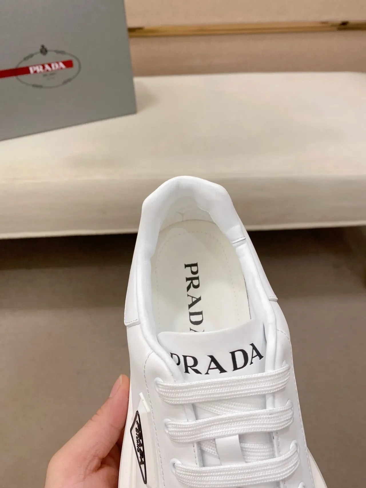 Prada Cloudbust White Leather Platform Lifestyle Sneakers 4