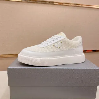 Prada Cloudbust حذاء رياضي أبيض شبكي وجلدي أسلوب حياة