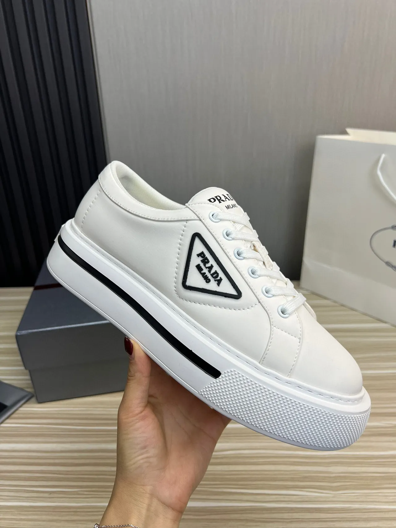 Prada Cloudbust White Platform Lifestyle Sneakers 7