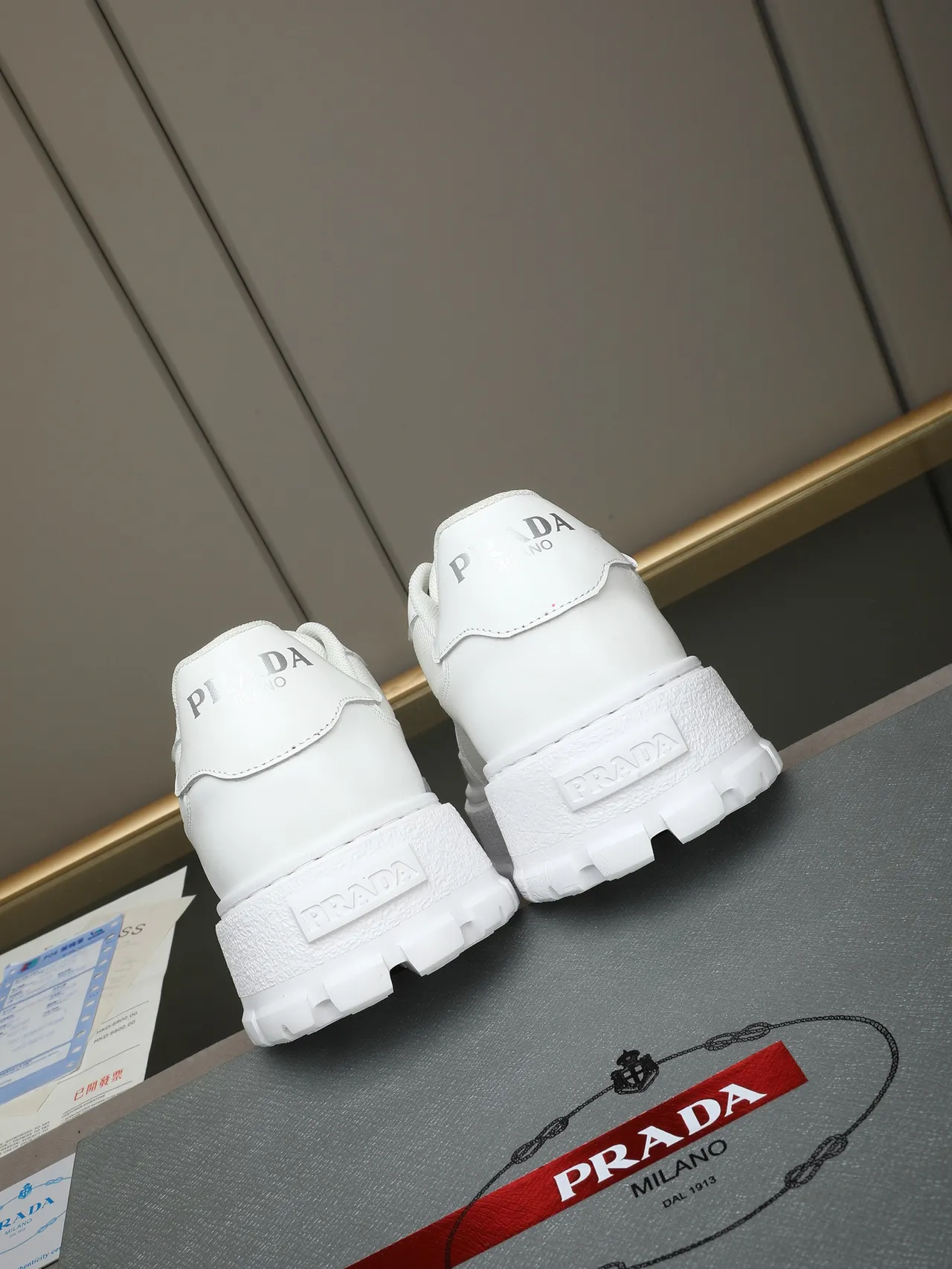 Prada Cloudbust White Platform Sole Mixed Textile And Leather Upper Chunky Sneakers 3