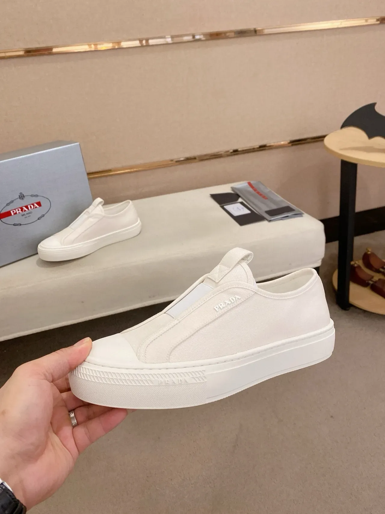 Prada Cloudbust White Slip-On Minimalist Lifestyle Sneakers 4