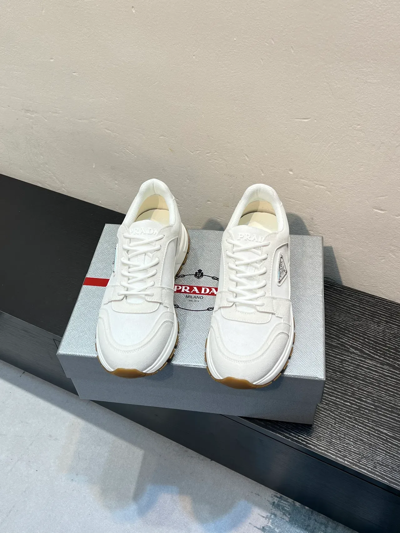 Prada Cloudbust White Textile and Suede Lifestyle Sneakers 2