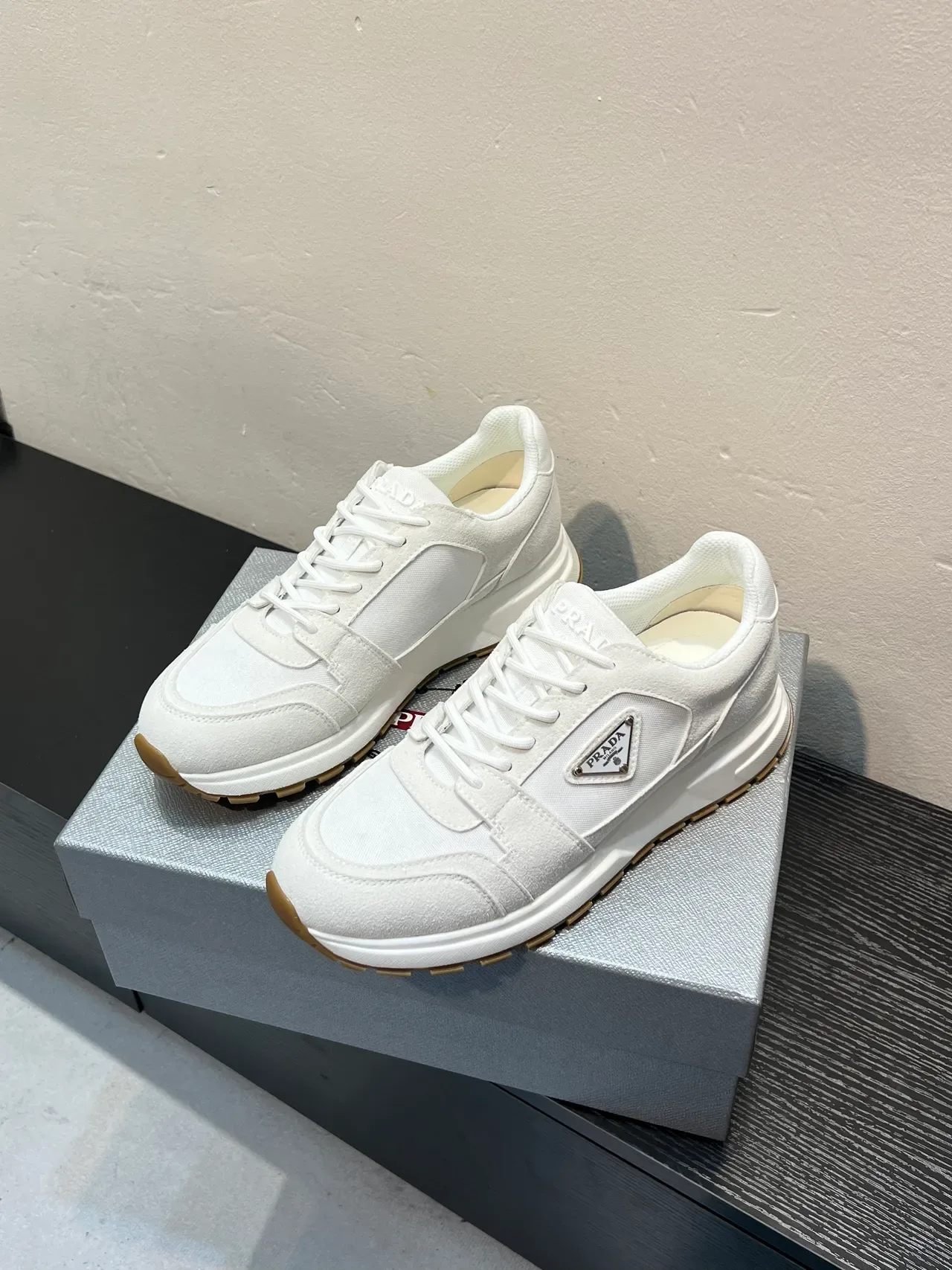 Prada Cloudbust White Textile and Suede Lifestyle Sneakers 3