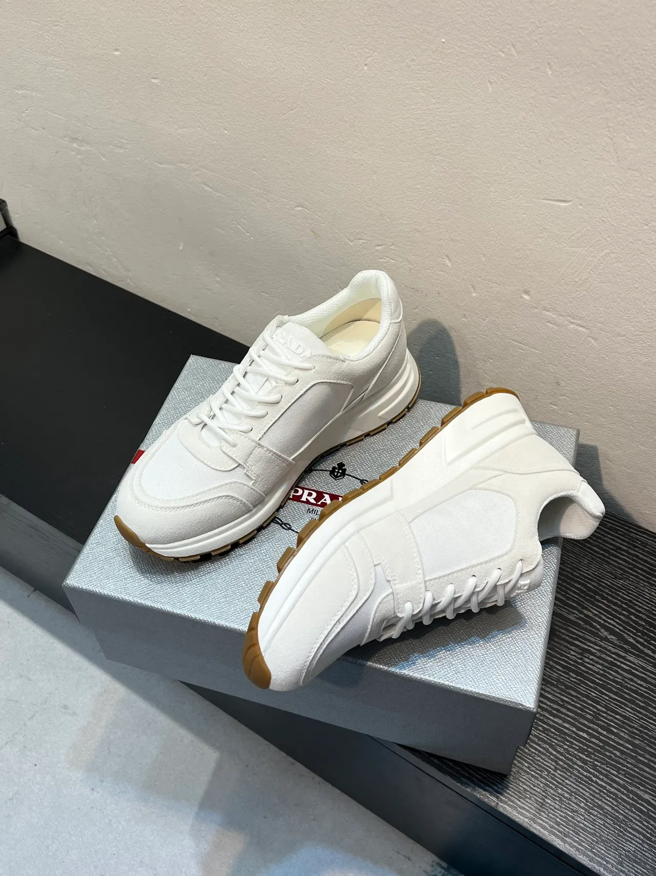 Prada Cloudbust White Textile and Suede Lifestyle Sneakers 4
