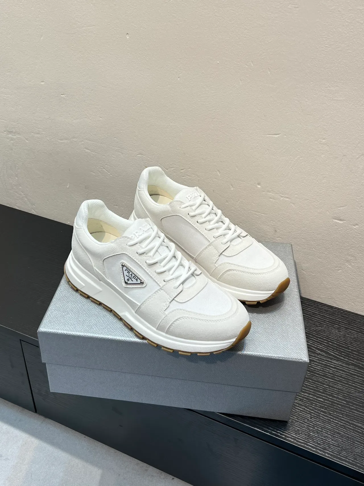 Prada Cloudbust White Textile and Suede Lifestyle Sneakers 5