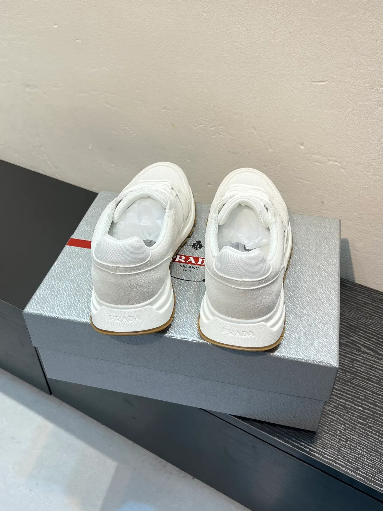 Prada Cloudbust White Textile and Suede Lifestyle Sneakers 6