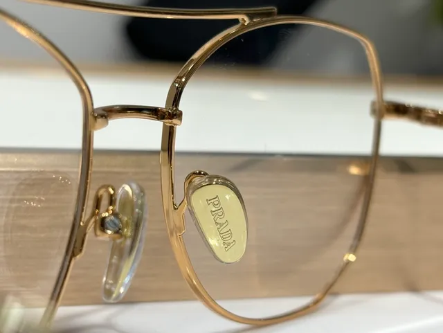 Prada Gold Brown Thin Metal Frame Double Bridge Eyewear 9