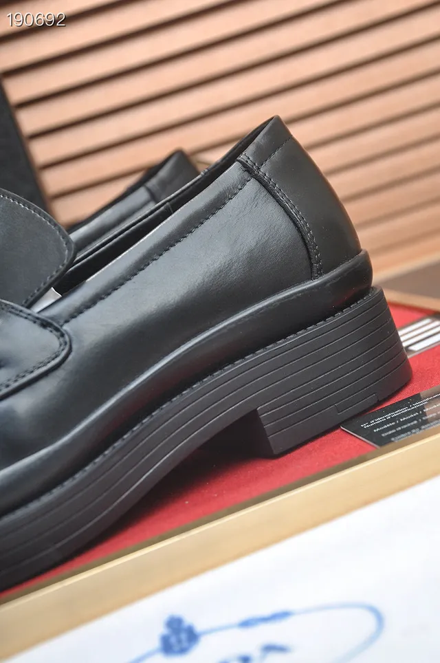 Prada Loafer Black Gold Leather Platform Sole Loafer 3