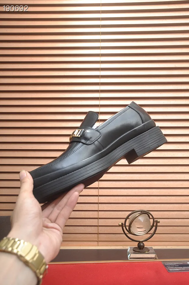 Prada Loafer Black Gold Leather Platform Sole Loafer 5