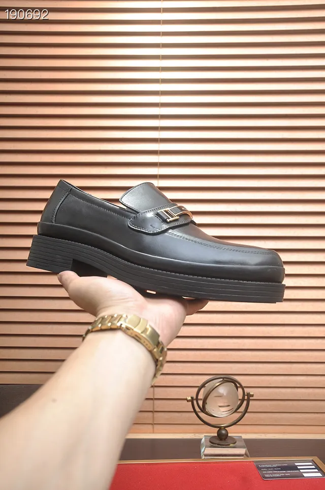 Prada Loafer Black Gold Leather Platform Sole Loafer 6