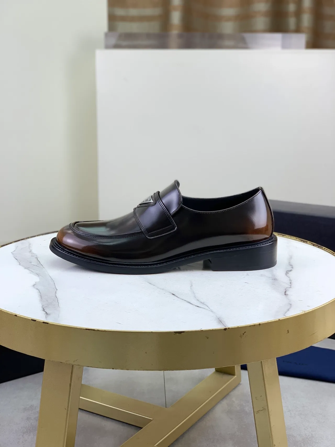 Prada Loafer Two-Tone Glossy Leather Penny Loafer 7