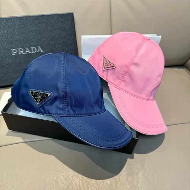Prada Navy White Structured Six-Panel Nylon-Like Sheen Baseball Cap 2
