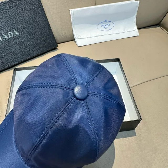 Prada Navy White Structured Six-Panel Nylon-Like Sheen Baseball Cap 5