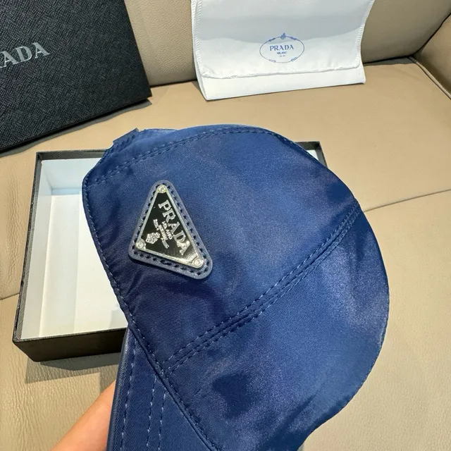 Prada Navy White Structured Six-Panel Nylon-Like Sheen Baseball Cap 6