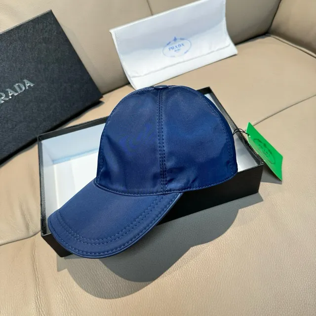Prada Navy White Structured Six-Panel Nylon-Like Sheen Baseball Cap 7