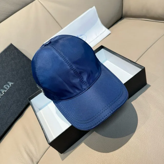 Prada Navy White Structured Six-Panel Nylon-Like Sheen Baseball Cap 8