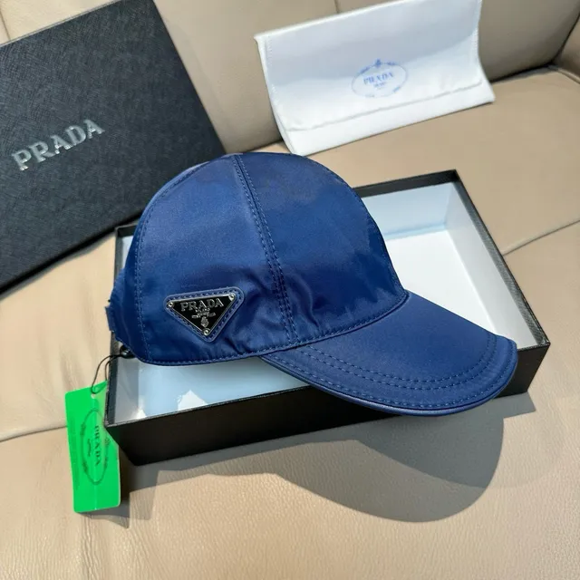 Prada Navy White Structured Six-Panel Nylon-Like Sheen Baseball Cap 9
