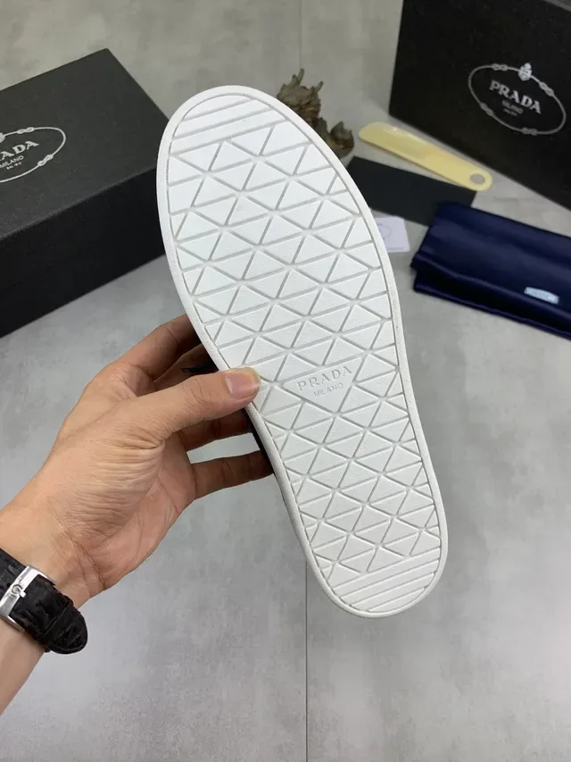 Prada Navy White Suede Moc-Toe Construction Boat Shoes 3