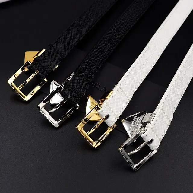 Prada Saffiano White Silver Belt-Style Buckle Closure Bracelet 5