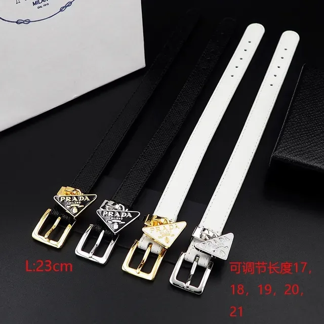 Prada Saffiano White Silver Belt-Style Buckle Closure Bracelet 7