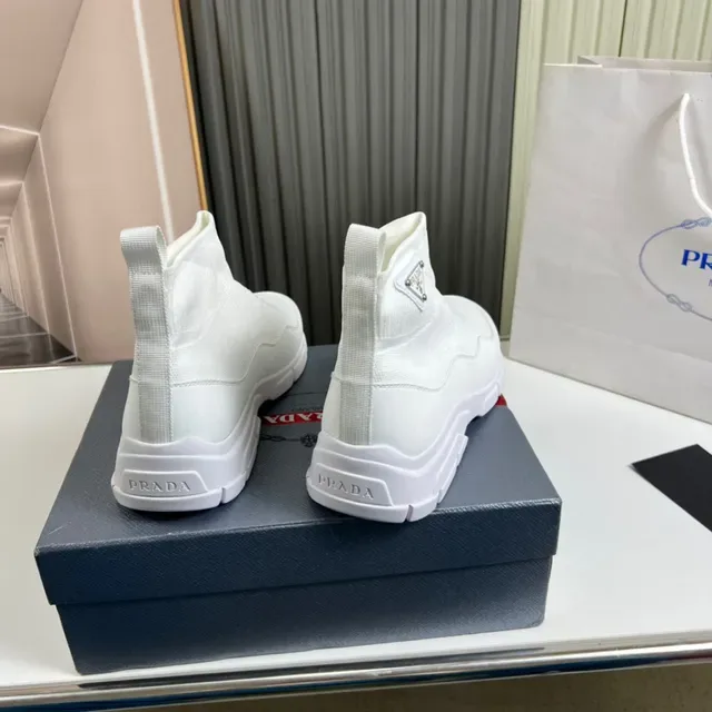 Prada Speed Trainer White Knit Ankle Lifestyle Sneaker 5
