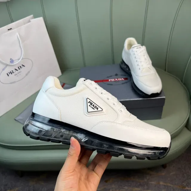 Prada White Black Low-Top Textile Upper Lifestyle Sneakers 5
