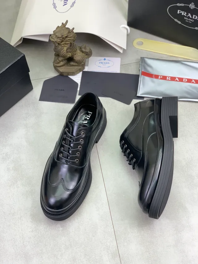 Prada Wingtip Brogue Platform Black Sole Brogue 5