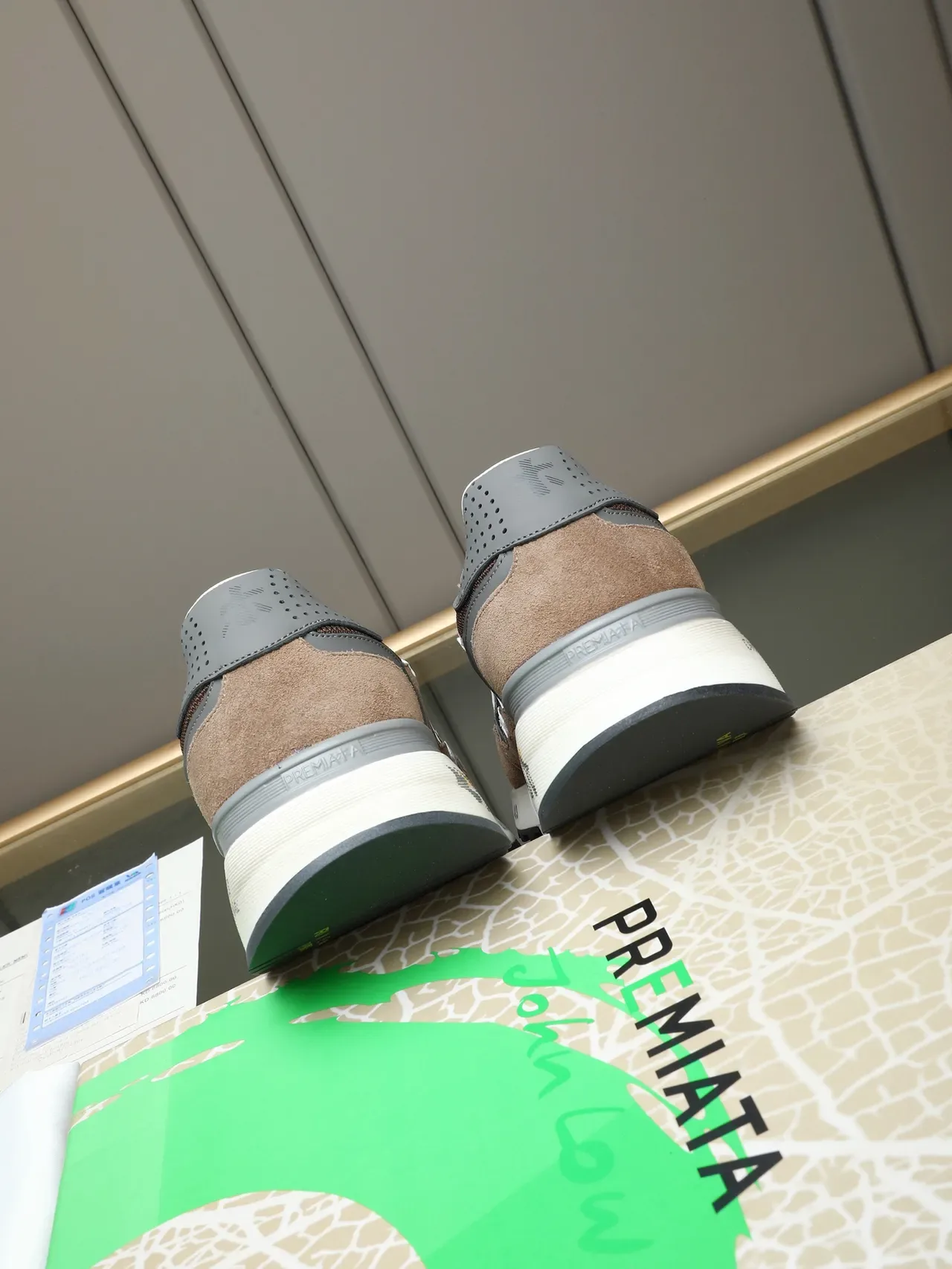 Premiata Brown and Gray Mixed-Material Lifestyle Sneaker 3